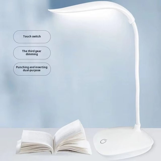 KAFNHCKA LED Tischlampe in Weiß mit USB-Anschluss, dimmbar per Touch-Dimmer, ideal als Nachttischlampe oder Leselampe für Schlafzimmer und Schreibtisch - Bild 1