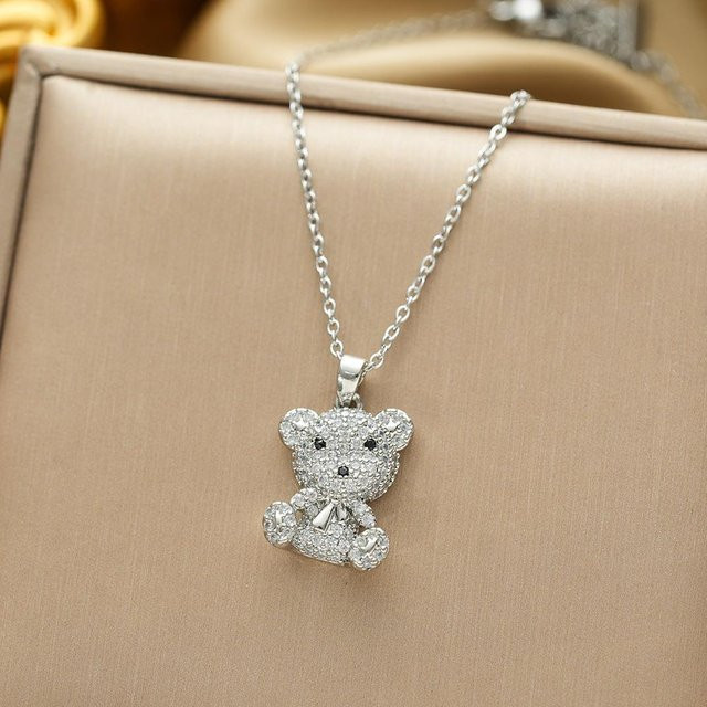 Wucifang Jewelry Bärenkette, Kupfer, beige, Zirkonia, Damen - Bild 1