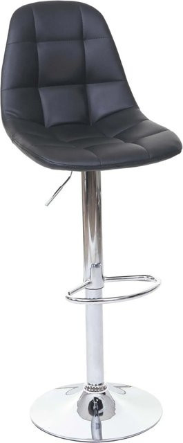 PROREGAL Barhocker gepolstert mit Lehne in Schwarz, höhenverstellbar, Sitzhöhe: 61-81 cm, Kunstleder und Chrom-Gestell - Bild 1