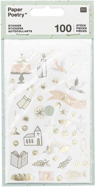Rico Design Paper Poetry Sticker für Kommunion und Konfirmation, 4 Blatt - Bild 1
