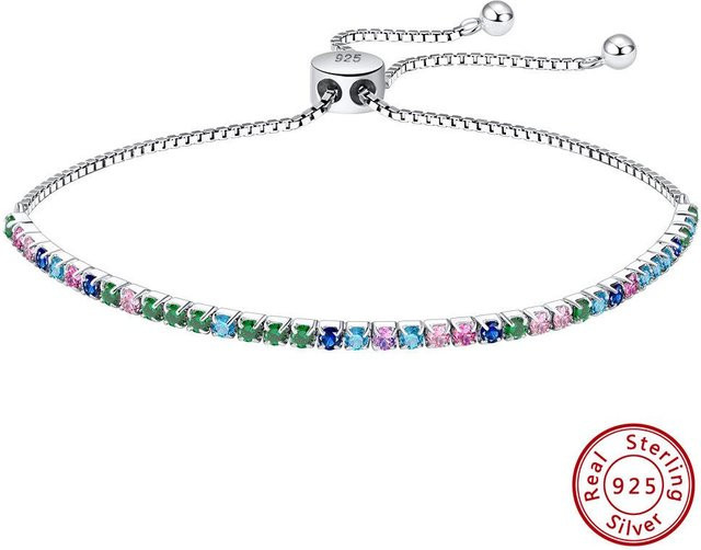 Armband Tennis-Kette 925 Sterlingsilber, Bunt, Damen - Bild 1
