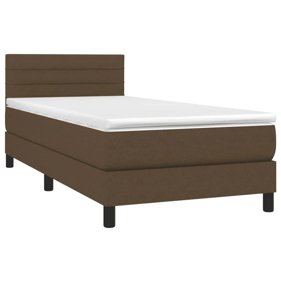 vidaXL Boxspringbett mit Matratze in Dunkelbraun, Hybridbett mit LED-Unterbettbeleuchtung und USB-Ladeanschluss, B/T: 80 x 200 cm - Bild 2