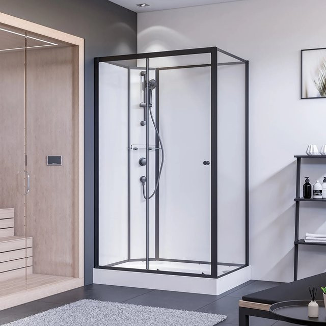 Breuer Komplettdusche Anschlag Links Schwarz Matt B: 120 cm, T: 90 cm - Bild 1