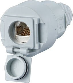 Metz Connect E-DAT Industry IP67 Kabelkupplung Cat.6A 1-Port Ethernet/LAN grau - Bild 1