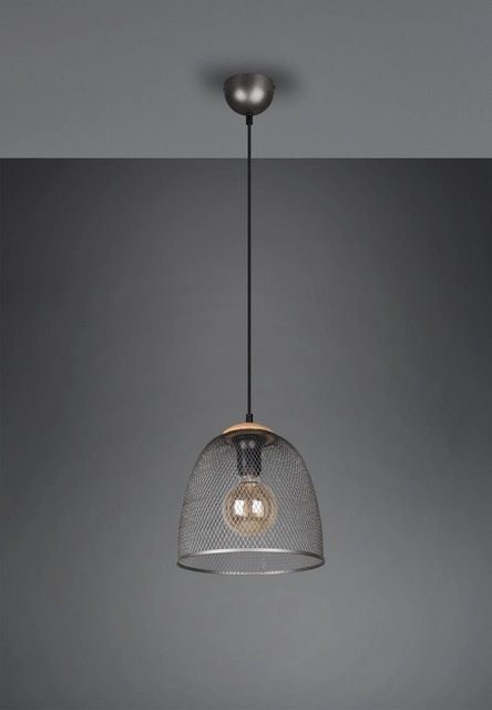 Trio Pendelleuchte Ivar in Nickel antik und Holz mit Durchmesser: 25 cm - Bild 1