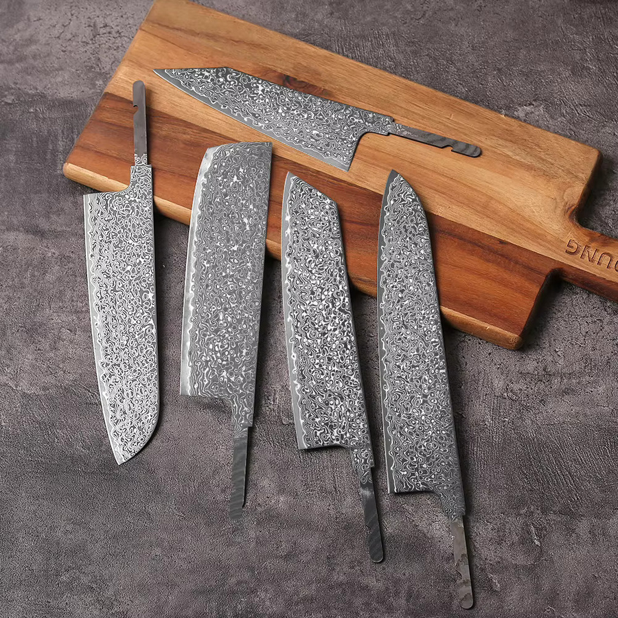 HUAYIGRAND Japanisches Kochmesser aus 67-lagigem Damaststahl, Handgeschmiedete Blank Blade Full Tang in Silber - Bild 2