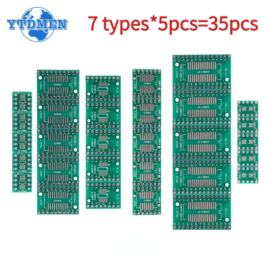 YTDMEN PCB Board Kit SMD zu DIP Adapter Konverter Set, 35 Teile, Grün - Bild 3