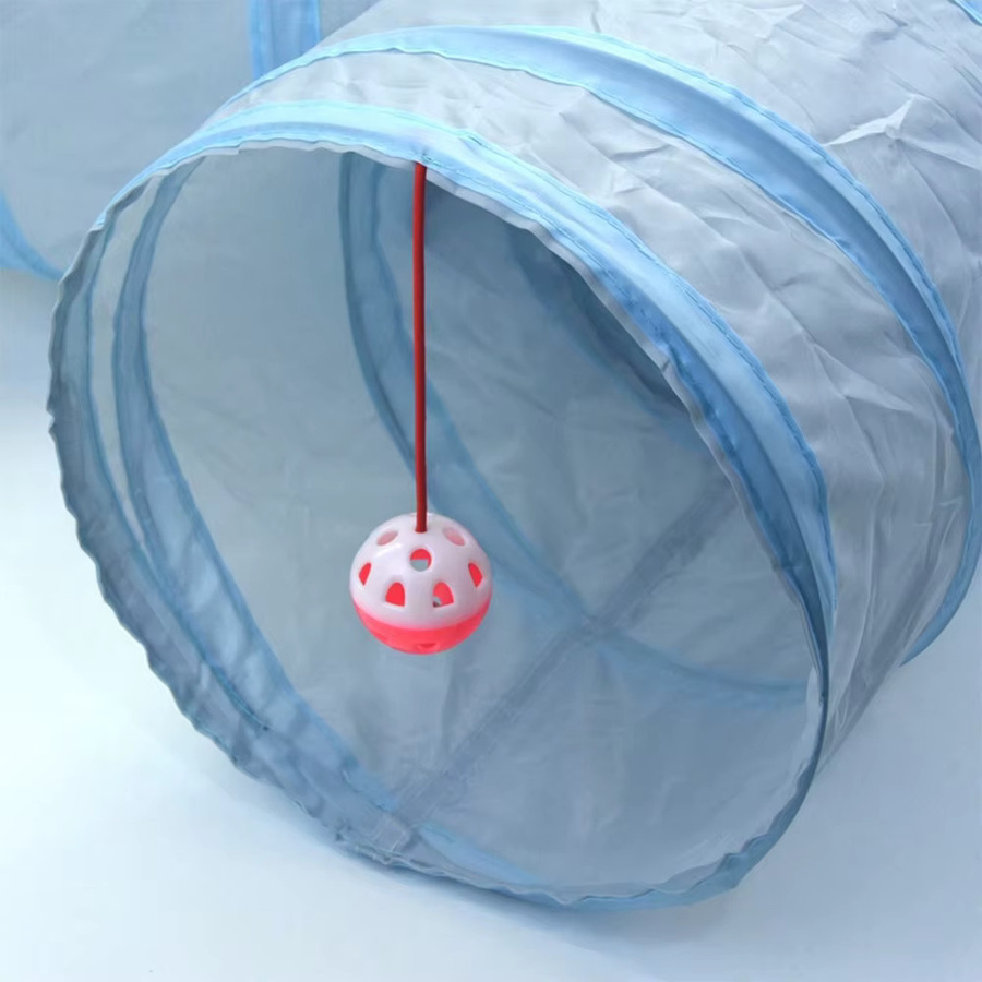 ZHUOJI Katzenspielzeug, faltbarer Katzentunnel, Grau, mit Guckloch - Bild 2