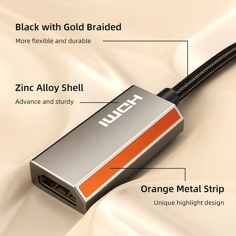 CABLETIME DP zu HDMI Adapter mit 8K 60Hz und 4K 144Hz Unterstützung, DisplayPort auf HDMI Adapter aus Zinklegierung für PC, Monitor, PS5 und HDTV - Bild 3