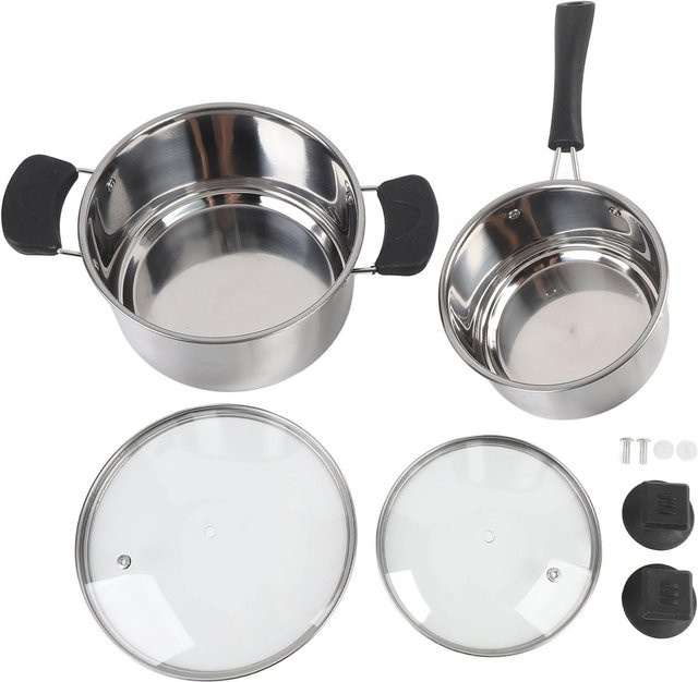 Aimo Milchtopf aus Edelstahl mit Glasdeckel und hitzebeständigem Griff in Grau/Silber - Bild 1