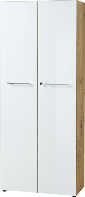 Aktenschrank MUENCHEN Kadima Design mit Glasfront und Schloss, Chalet-Eiche-Nb./Weiß, B/T/H: 80 x 37 x 196 cm - Bild 1