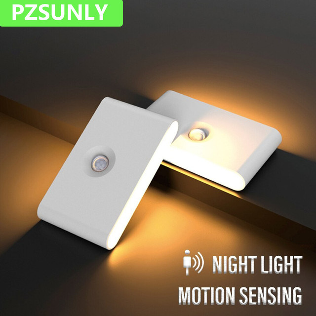 Pzsunly LED-Wandleuchte mit Bewegungsmelder, kabelloses Nachtlicht in Weiß, wiederaufladbar via Typ C, warmweißes Licht für Wohnzimmer, Flur und Schlafzimmer - Bild 1