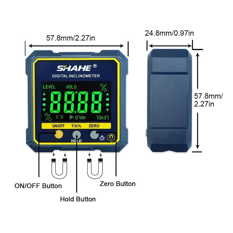 SHAHE Digitaler Winkelmesser mit magnetischer Basis und Hintergrundbeleuchtung als Neigungsmesser und Wasserwaage - Bild 2