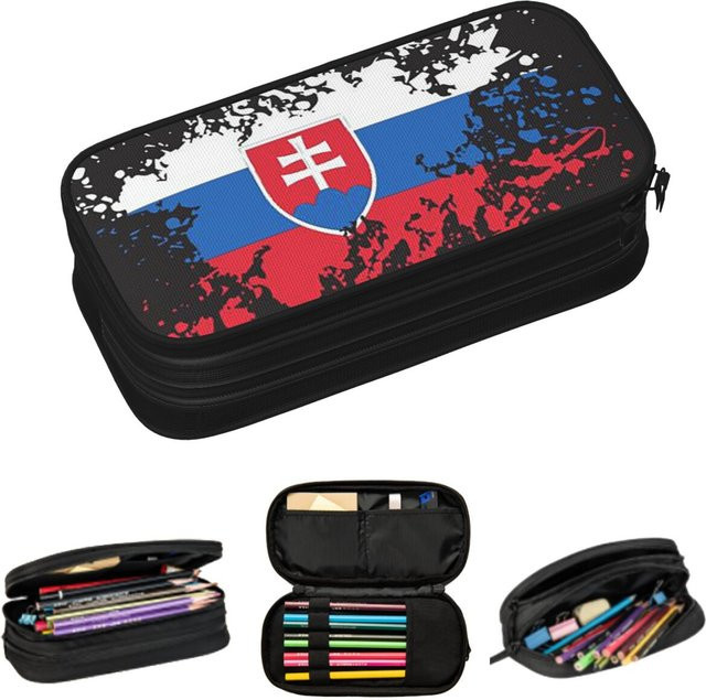 Federmäppchen mit Flagge der Slowakei als Stiftbox für Schüler, mehrfarbiges Textil-Etui mit großem Fassungsvermögen - Bild 1