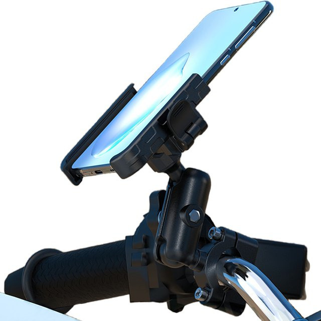 MOJOYCE Motorrad-Handyhalterung aus Aluminium-Legierung in Schwarz mit Anti-Shake-Funktion für die Navigation - Bild 1