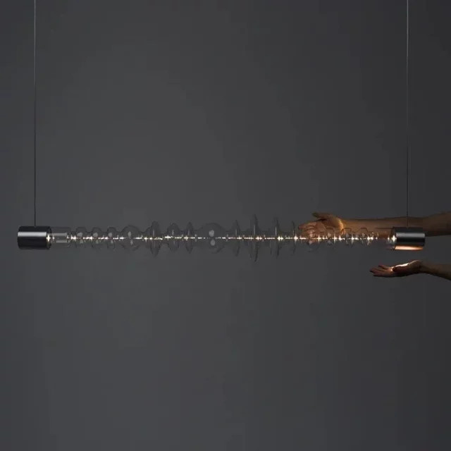 JIANKEXING Caterpillar Pendelleuchte aus Glas und Metall mit LED-Beleuchtung in Transparent und Grau für Küche und Esszimmer - Bild 1