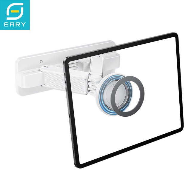Eary Magnetische Tablet-Wandhalterung in Weiß mit klappbarem Arm für iPad, iPhone, Samsung Galaxy Tab und Kindle - Bild 1