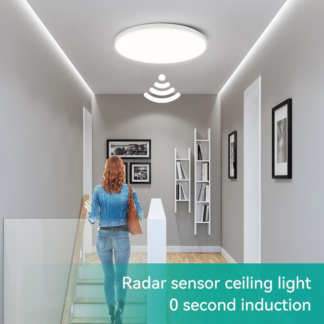 CHENBEN LED Deckenleuchte mit Bewegungssensor, Wasserdichte LED Panel-Leuchte in Weiß für Wohnzimmer und Flure, 220V - Bild 1