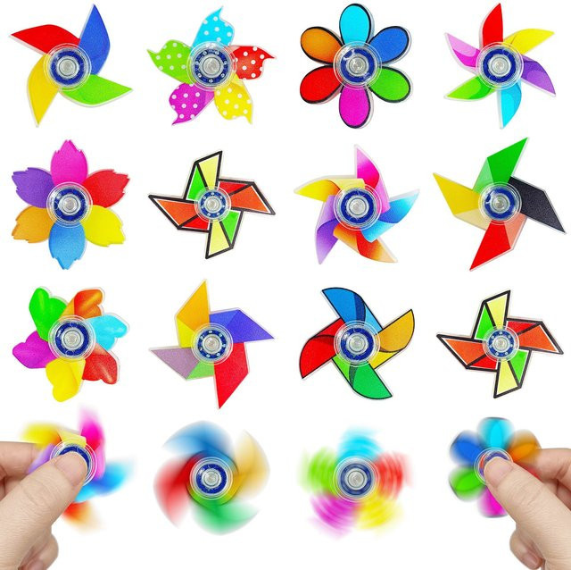 12 Stück JK-ZMM Windmühle Blütenblätter Acryl Fidget Spinner Sensory Spielzeug in Bunt - Bild 1