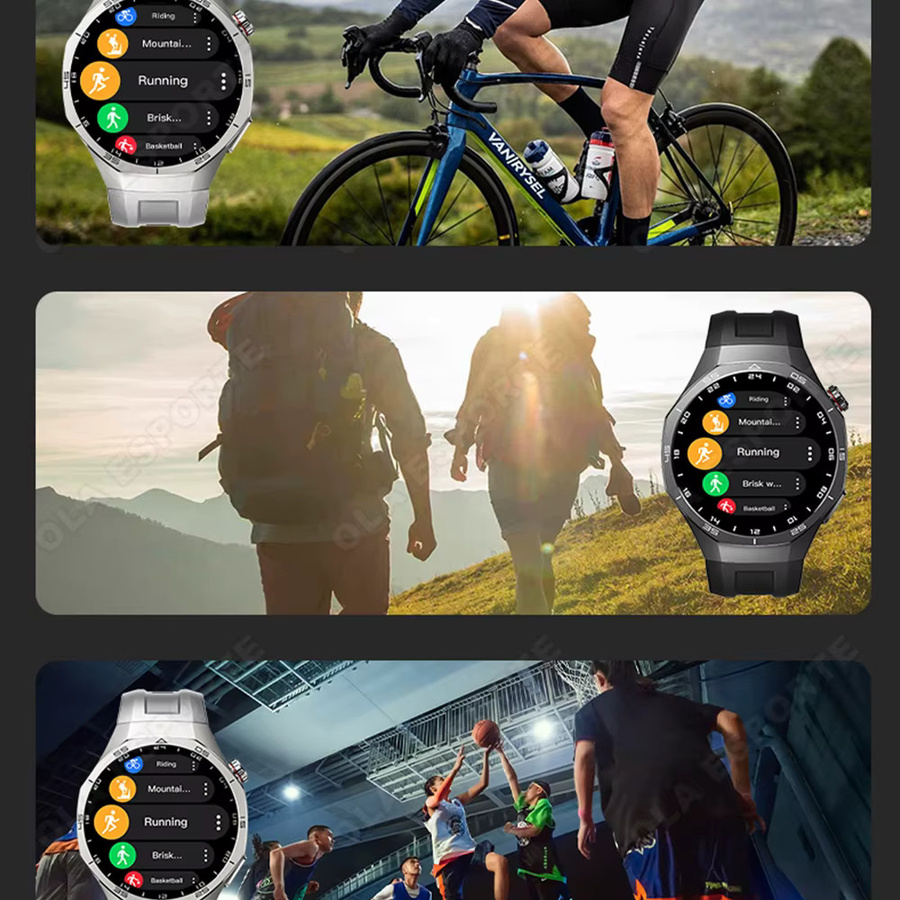 Ola Esporte HW12 Smartwatch für Herren mit AMOLED-Display, GPS-Tracking, Kompass und Bluetooth-Anruffunktion, IP68 wasserdicht, Farbe: Schwarz - Bild 1