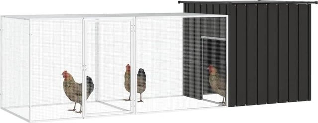 vidaXL Hühnerkäfig aus verzinktem Stahl, Anthrazit, B/T/H: 300 x 91 x 100 cm - Bild 1