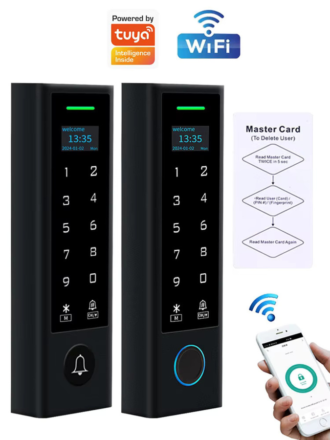 LUCKING DOOR WLAN Biometrie Fingerabdruck Zutrittskontrollsystem mit Video-Gegensprechanlage und RFID 125Khz in Schwarz - Bild 6