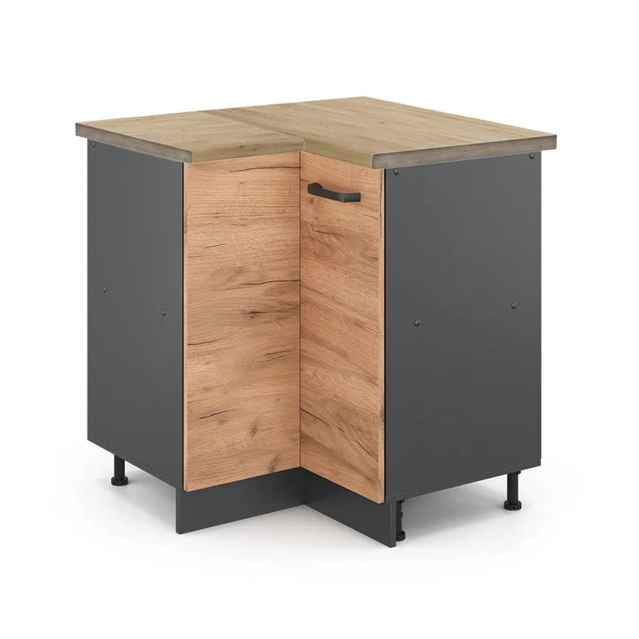Vicco Eckunterschrank R-Line Goldkraft Eiche/Anthrazit, B/T/H: 75,6 x 60,0 x 81,6 cm - Bild 2
