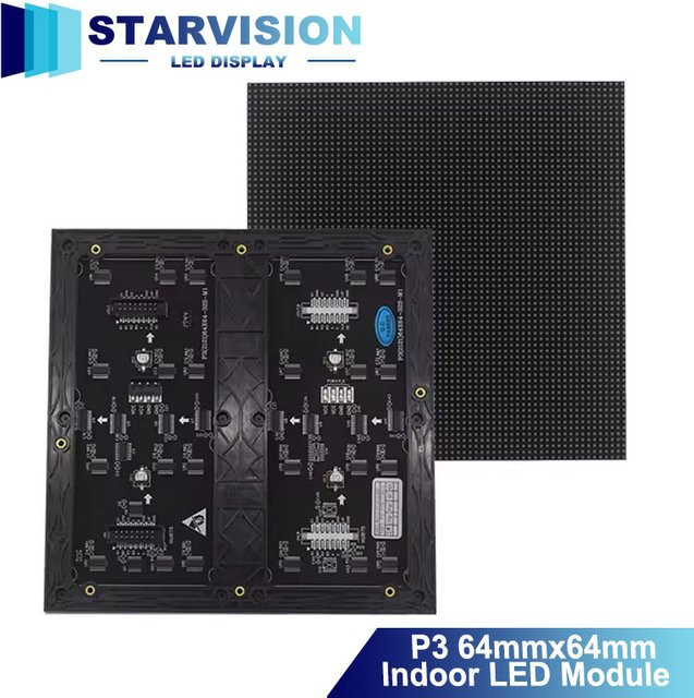 OUIO 2er-Set P3 LED Indoor-Matrix-Tafel, vollfarbig, 192 x 192 mm, 64 x 64 Pixel, HUB75 Anschluss, SMD2121 Module mit 1920 Bildwiederholrate - Bild 1