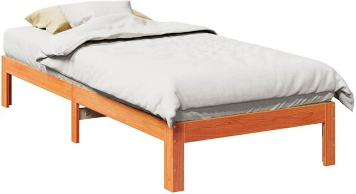 Massivholzbett Vidaxl aus Kiefernholz in Braun im Landhausstil, B/T/H: 90 x 200 cm - Bild 1