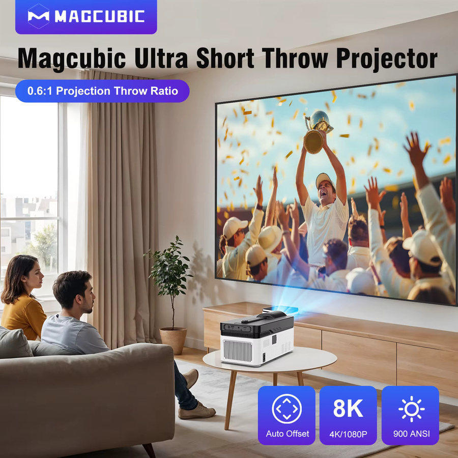 Magcubic Ultra-Kurzdistanz-Projektor HY450 in Weiß mit 8K Auflösung, 1080P, Automatischer Offset-Funktion, Elektronischem Fokus, 900 ANSI, WiFi6 und Bluetooth 5.4 - Bild 2