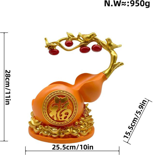 Yiran Furniture Kürbis Weinständer Ornament in Rot, Gold und Orange für Wohnzimmer und Esszimmer - Bild 1