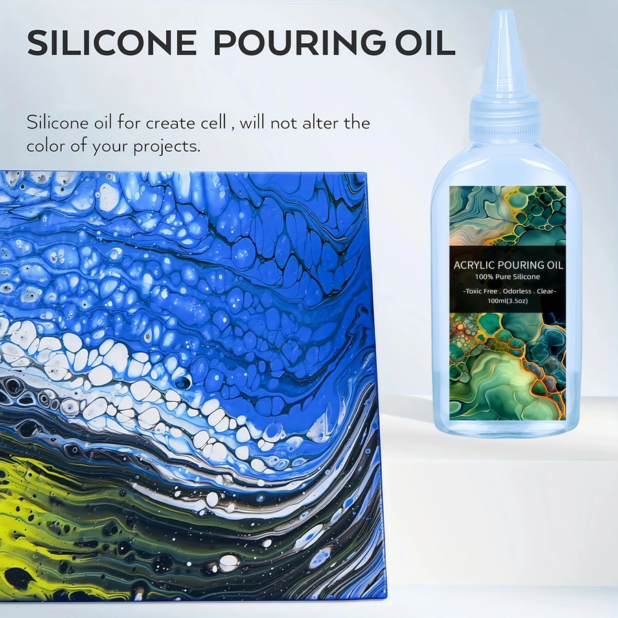 Silikon-Ausgießöl transparentes 100 % Silikonöl-Ausgießmedium für Acrylfarben und Zellkreationen - Bild 5