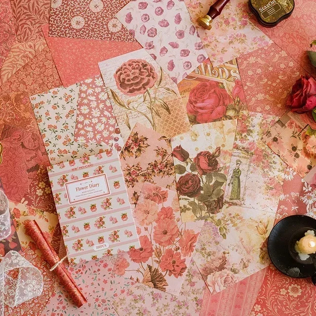 100 Stück YCDBTH Memo-Fotorahmen mit botanischem Blumen-Design und linierten Notizfeldern, Vintage Rose Motiv, B/H: 14 x 10 cm - Bild 1