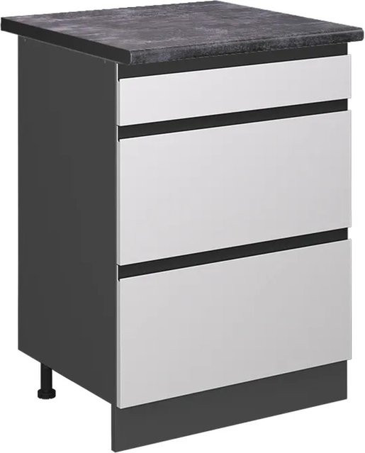 Vicco Küchenunterschrank R-Line Weiß/Anthrazit mit Schubladen und Türen, B/T/H: 60 x 60 x 81,6 cm - Bild 1