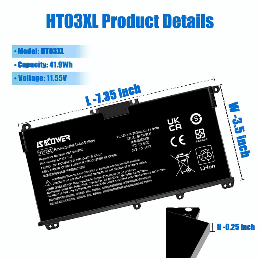 SKOWER HT03XL Akku für HP Pavilion 14-CE, 15-DA, 17-by Serien, Farbe: Schwarz - Bild 2