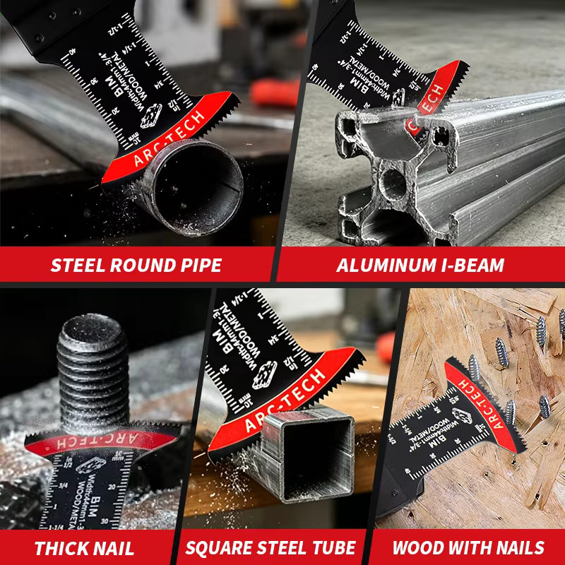 5/10 Stück Bi-Metall Oszillierende Sägeblätter Mehrzweck-Multitool-Klingen mit Schnellverschluss für Metall, Holz, Kunststoff, Gips und Trockenbau in Schwarz - Bild 4