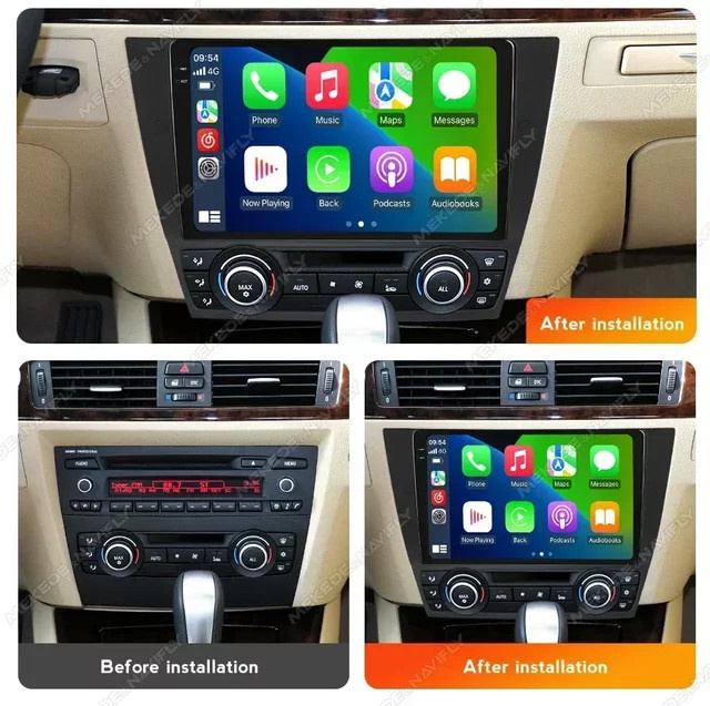 NAVIFANS Multimedia Autoradio mit Wireless CarPlay und Android Auto für BMW 3er E90 E91 E92 E93 in Schwarz mit GPS und Bluetooth - Bild 1