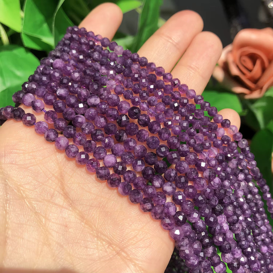 Amethyst-Glas-Abstandsperlen, 3/4 mm, Amethyst, Kristall, Unisex - Bild 2