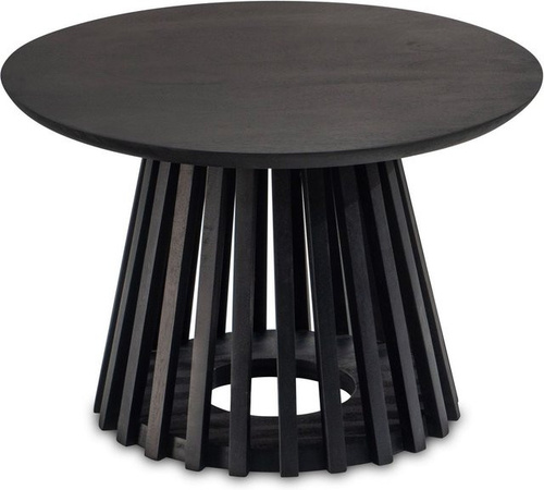 Runder Couchtisch Wohnling aus Mango Massivholz in Schwarz, B/T/H: 60 x 60 x 41 cm