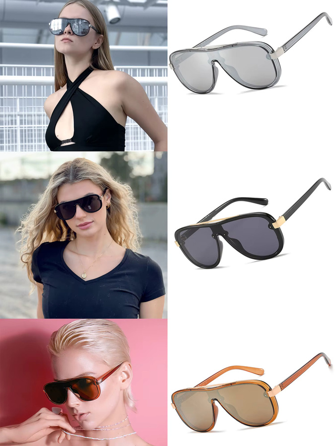 ZENOTTIC Sonnenbrille, quadratisch, Vollrand, Kunststoff, Damen - Bild 3