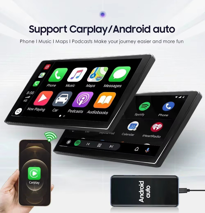 OSSURET Android 12 Autoradio mit 360 Grad drehbarem Bildschirm, CarPlay, GPS und USB, Schwarz, 1DIN - Bild 3