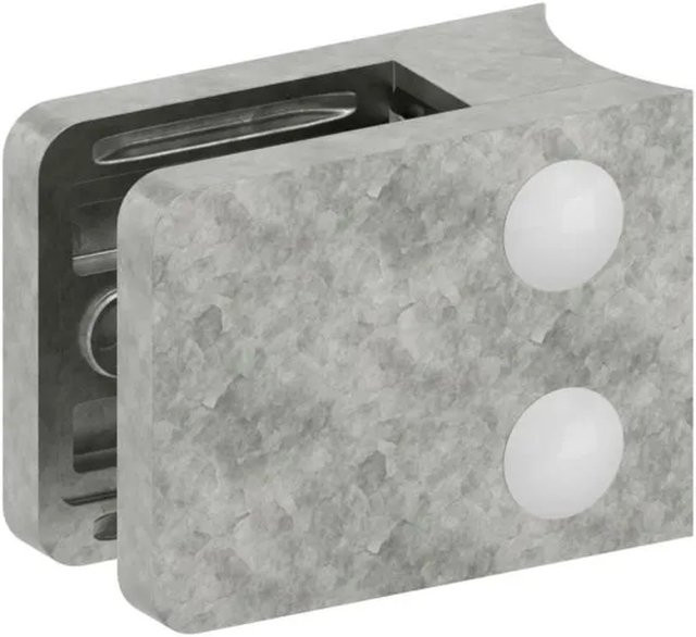 FeNau Glasklemme aus Zinkdruckguss in Silber für Rohr Ø 48,3 mm, Eckig, B/T/H: 45 x 55 x 28,5 mm - Bild 1
