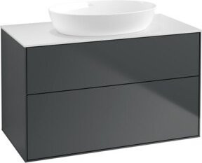 V&B Waschtischunterschrank Finion mit Wandbeleuchtung in Weiß lackiert, B: 100 cm, T: 50,1 cm - Bild 1