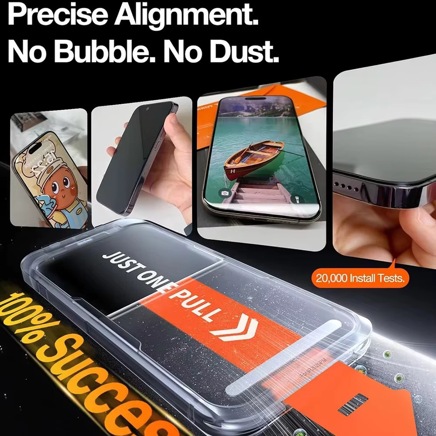 6-in-1 Displayschutzfolien und Kameraschutz Set mit automatischer Installation und staubdichter Box für iPhone 17 Pro Max und iPhone 16 Pro, transparentes gehärtetes Glas - Bild 2