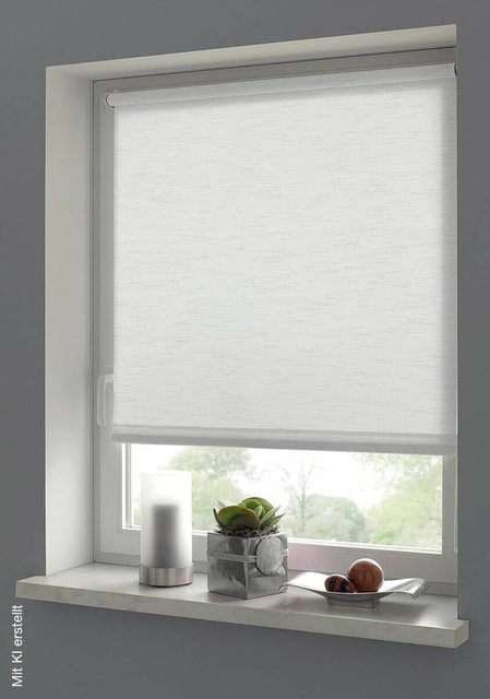 Boviva Klebe- und Klemmrollo Lino in Cremeweiß, B: 80 cm, L: 210 cm - Bild 1