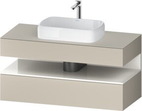 Duravit Waschtischunterschrank Qatego in Weiß Hochglanz und Taupe Matt mit Nischenbereich, B/T/H: 120 x 55 x 60 cm - Bild 1