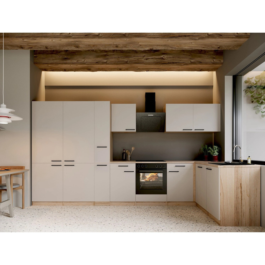 Respekta Merle L-Küche modern in Kaschmir mit French Door Design und Soft-Close-Funktion, Breite: 370 cm, Höhe: 172 cm, Tiefe: 60 cm - Bild 2