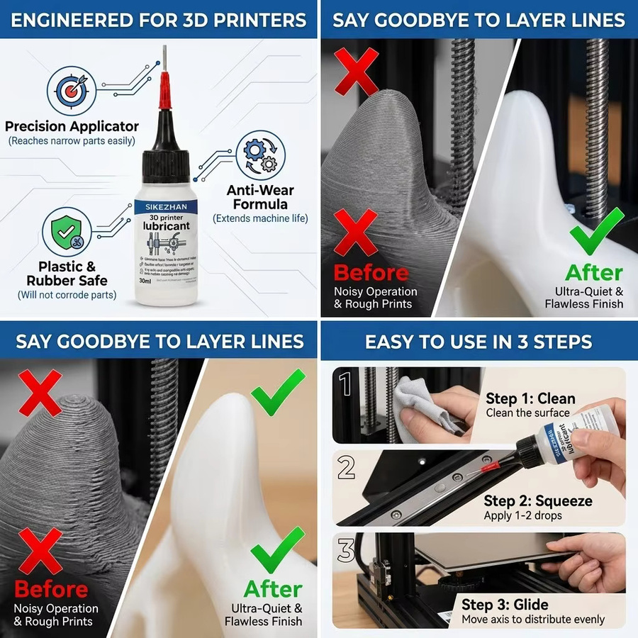 Premium Schmierfett für 3D-Drucker zur Geräuschreduzierung und zum Rostschutz für Bambu Lab X1 P1S Voron 2.4 Ender 3 Linearschienen und Gewindespindeln - Bild 4
