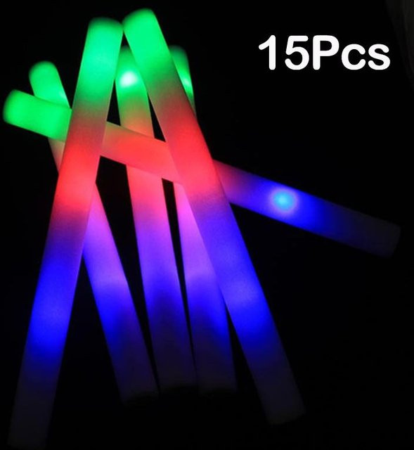 XIEJIAM RGB LED-Leuchtstäbe aus Schaumstoff in Grün für Weihnachts-, Geburtstags- und Hochzeitsfeiern - Bild 1