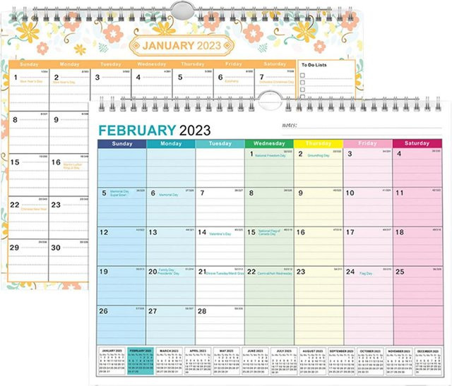 Igeteck Englischer Wandkalender in Weiß und Multicolour für Erwachsene mit monatlicher und täglicher Ansicht aus Papier - Bild 1